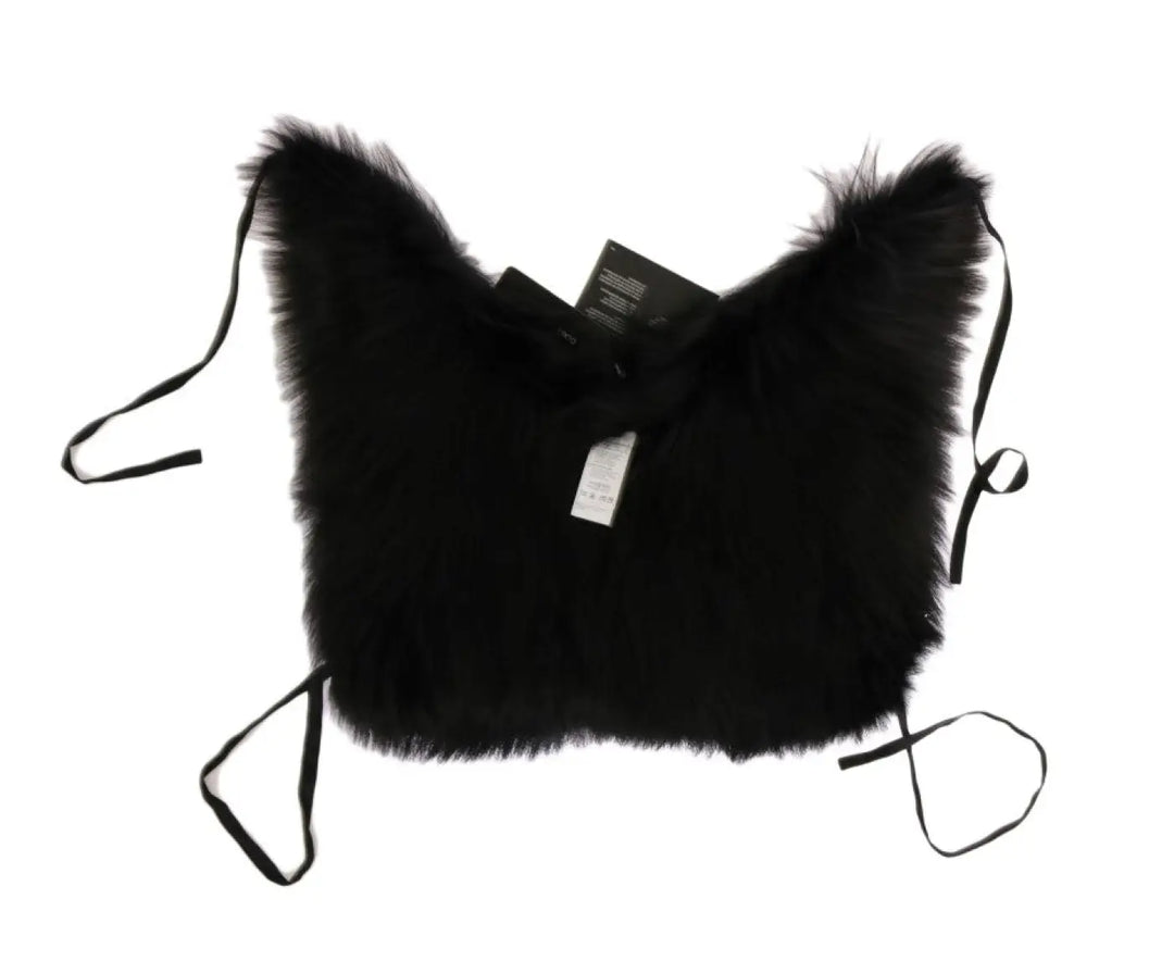 Dolce &amp; Gabbana Black Silver Fox Fur Scarf