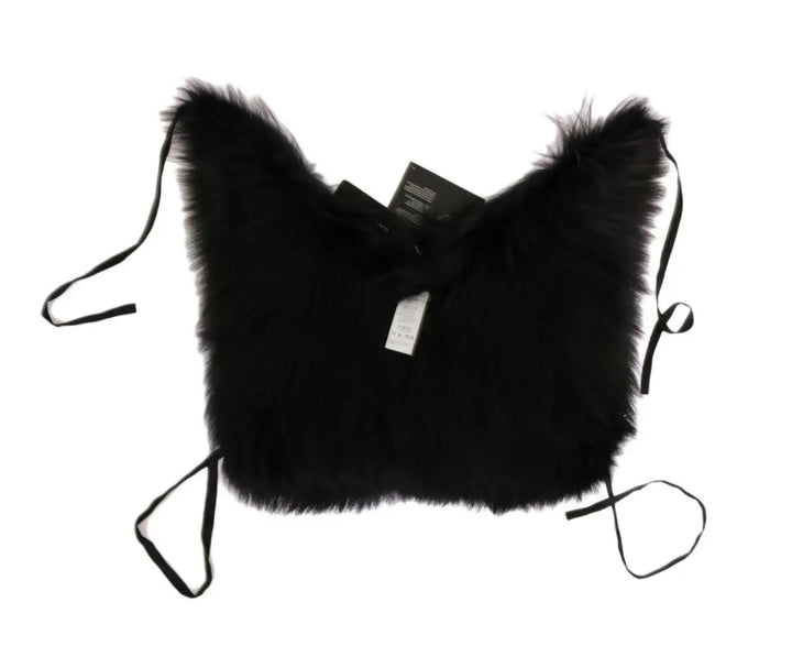 Dolce &amp; Gabbana Black Silver Fox Fur Scarf