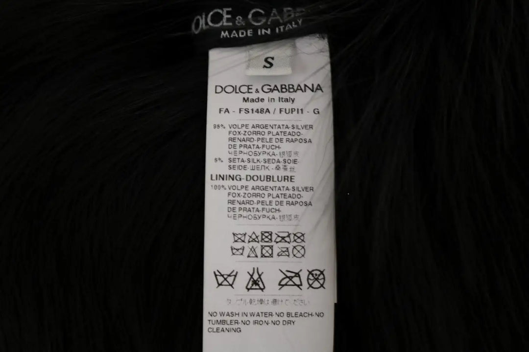 Dolce &amp; Gabbana Black Silver Fox Fur Scarf