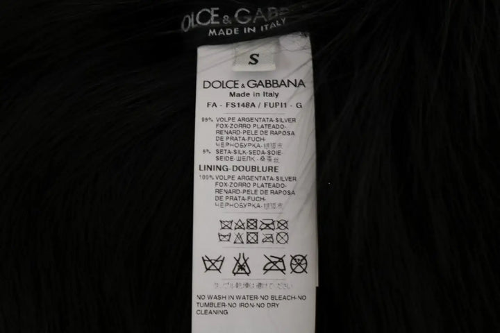 Dolce &amp; Gabbana Black Silver Fox Fur Scarf