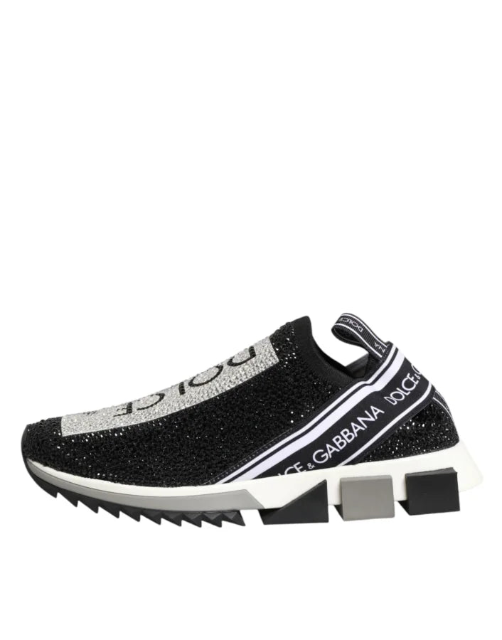 Dolce &amp; Gabbana Black Silver Slip On Sorrento Sneakers Shoes