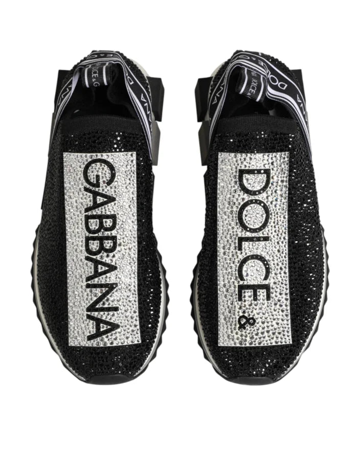 Dolce &amp; Gabbana Black Silver Slip On Sorrento Sneakers Shoes
