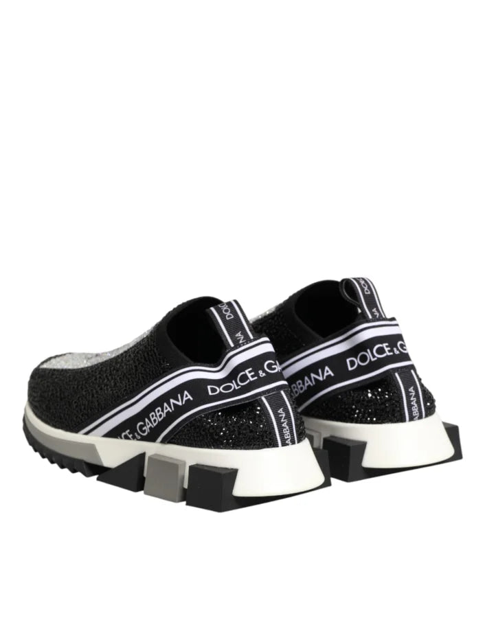 Dolce &amp; Gabbana Black Silver Slip On Sorrento Sneakers Shoes