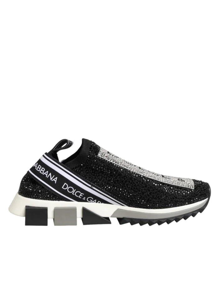 Dolce &amp; Gabbana Black Silver Slip On Sorrento Sneakers Shoes