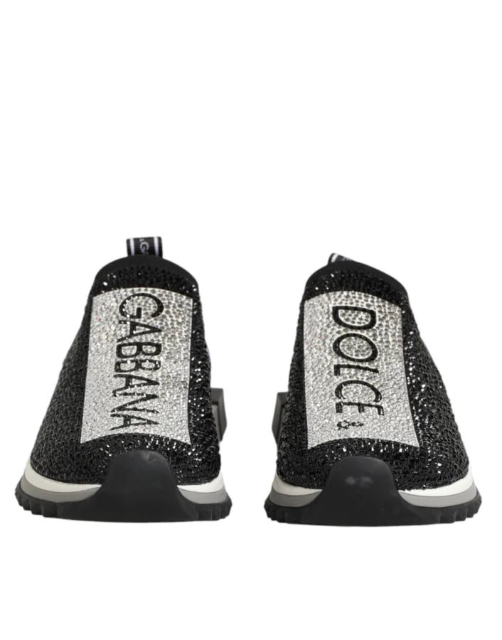 Dolce &amp; Gabbana Black Silver Slip On Sorrento Sneakers Shoes