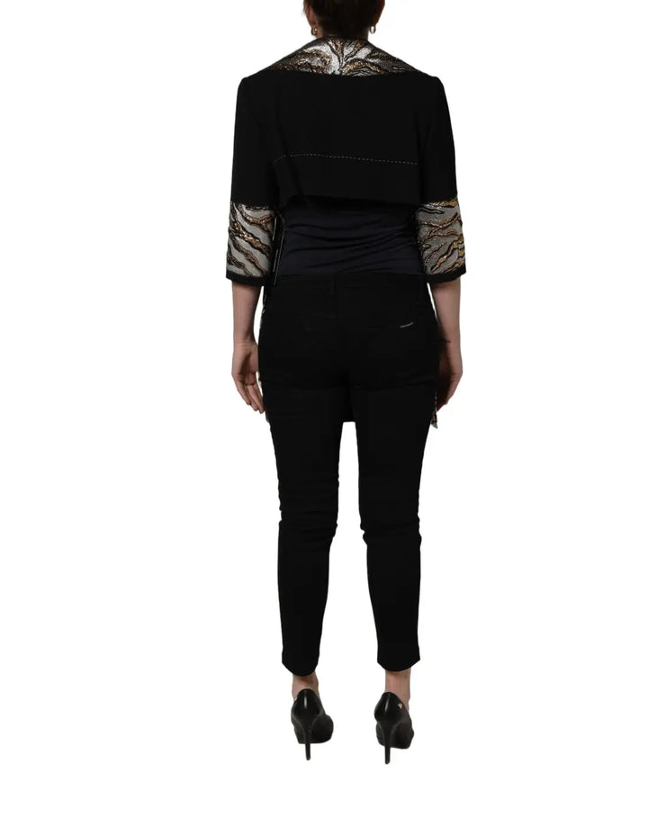 Dolce &amp; Gabbana Black Single-Breasted Brocade Coat Jacket
