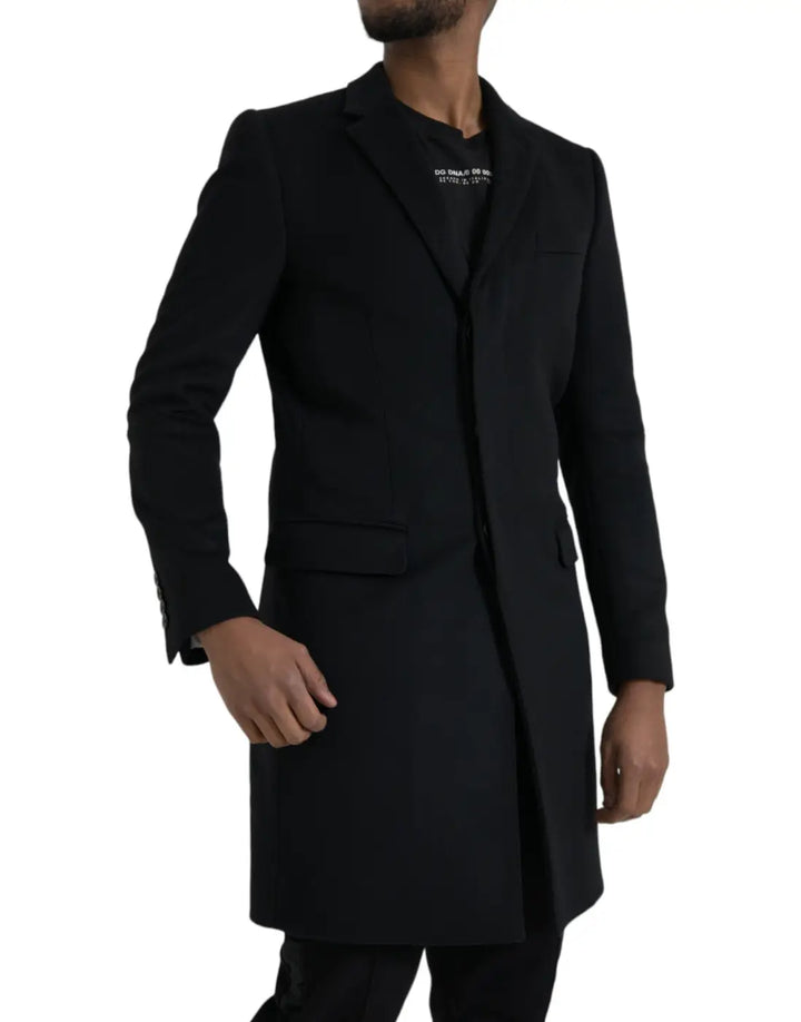 Dolce &amp; Gabbana Black Single Breasted Trench Coat Jacket
