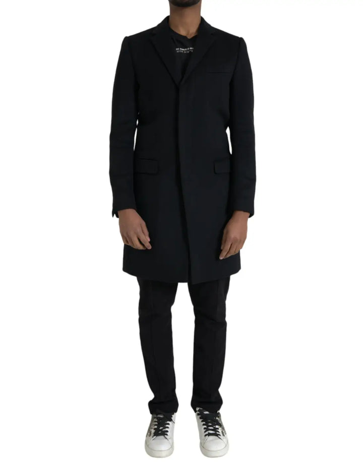 Dolce &amp; Gabbana Black Single Breasted Trench Coat Jacket