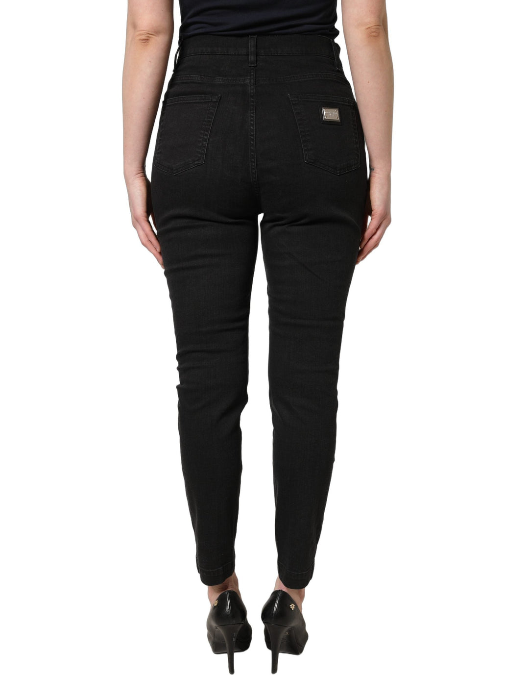 Dolce &amp; Gabbana Black Skinny Cotton High Waist Denim Jeans