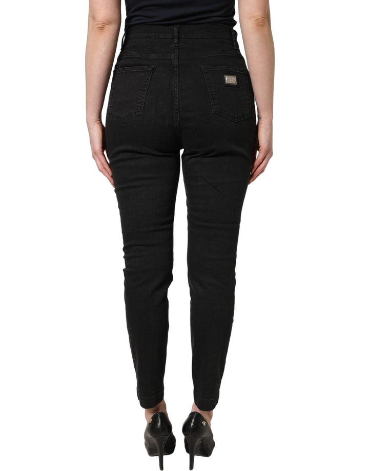 Dolce &amp; Gabbana Black Skinny Cotton High Waist Denim Jeans