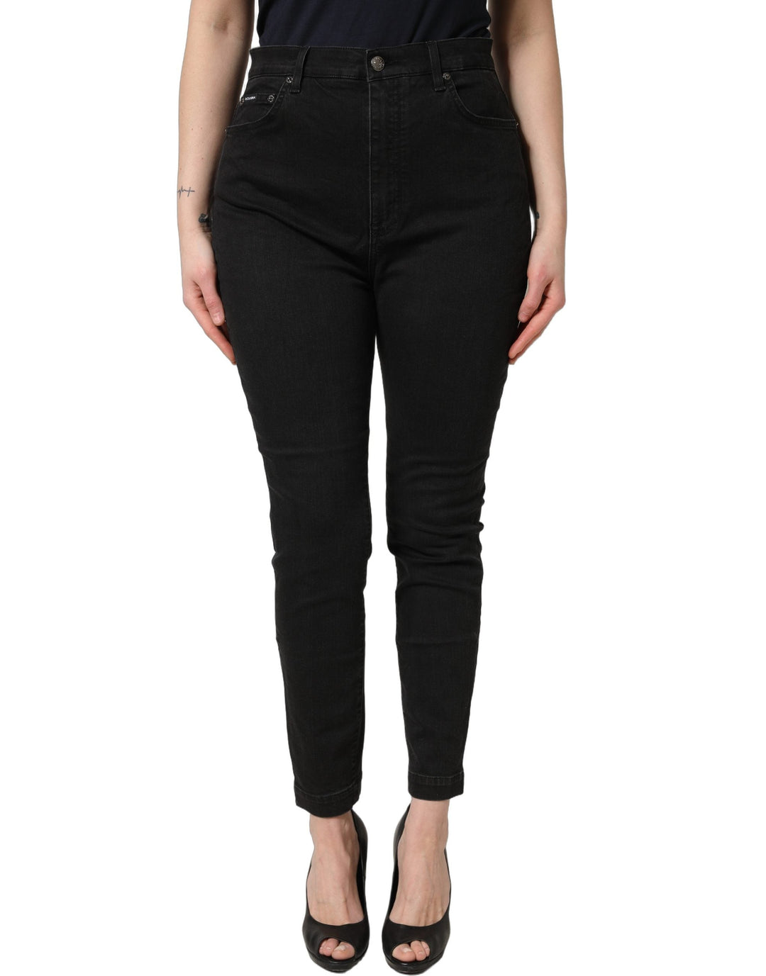 Dolce &amp; Gabbana Black Skinny Cotton High Waist Denim Jeans