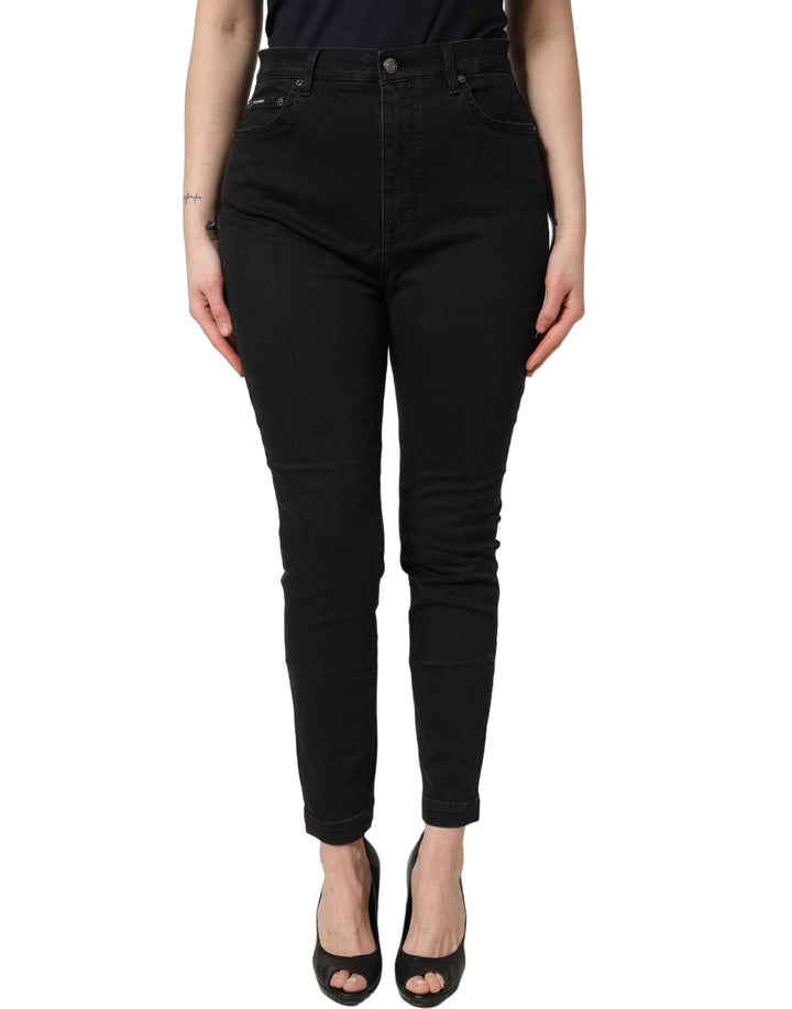 Dolce &amp; Gabbana Black Skinny Cotton High Waist Denim Jeans