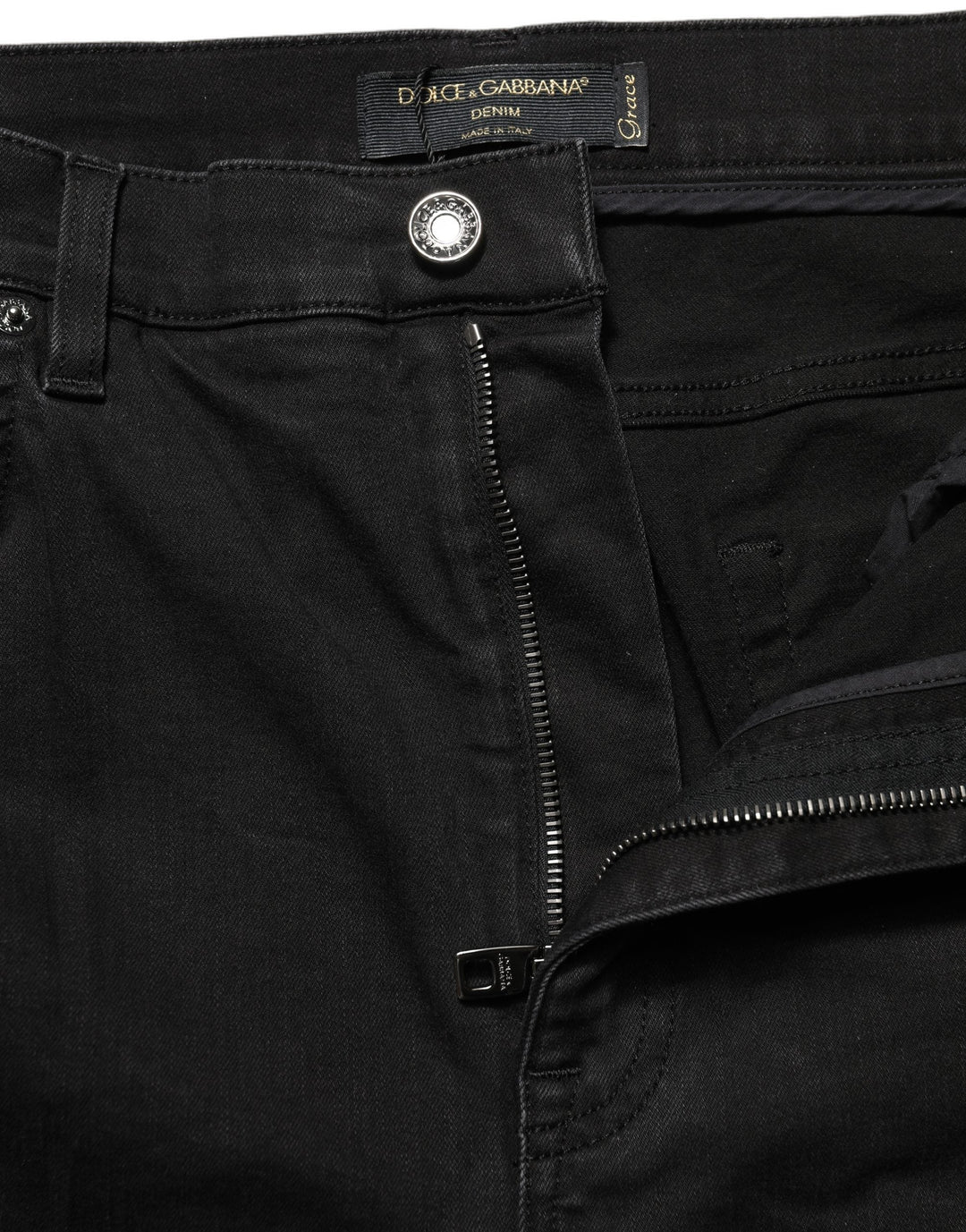 Dolce &amp; Gabbana Black Skinny Cotton High Waist Denim Jeans