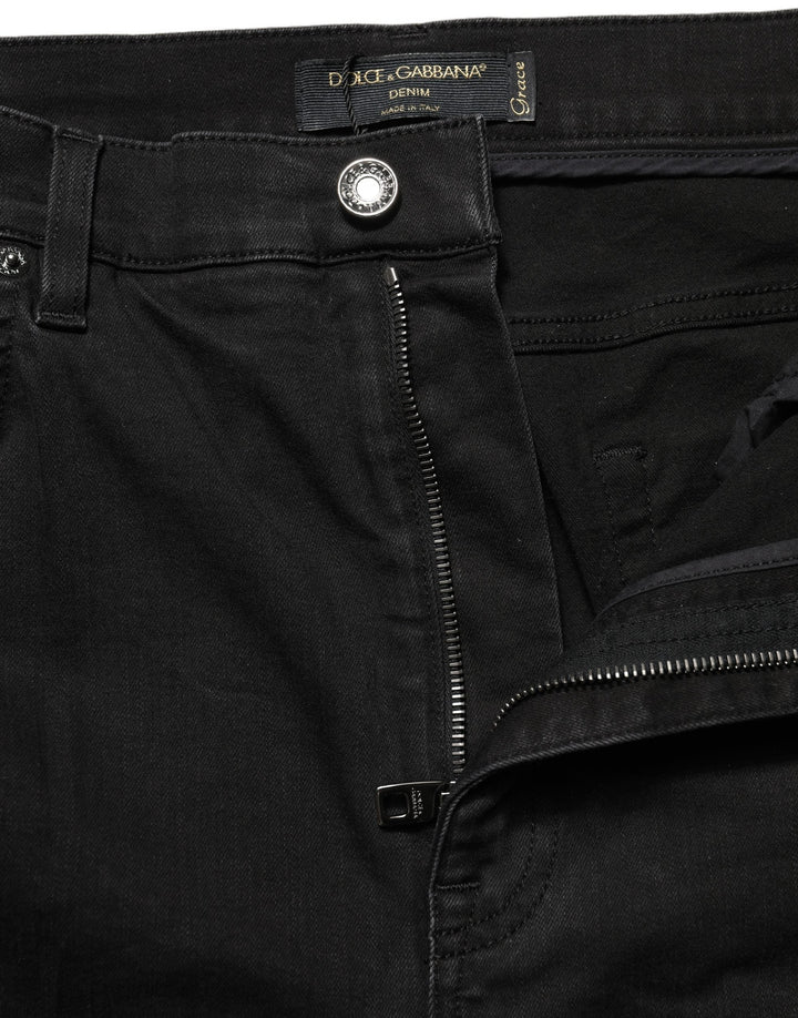 Dolce &amp; Gabbana Black Skinny Cotton High Waist Denim Jeans