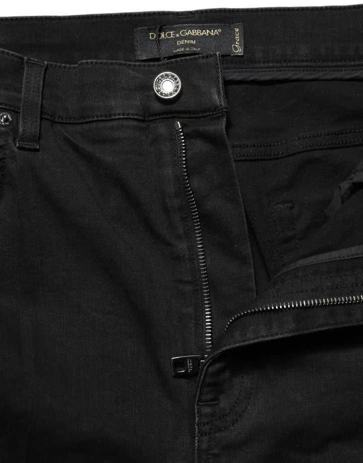 Dolce &amp; Gabbana Black Skinny Cotton High Waist Denim Jeans