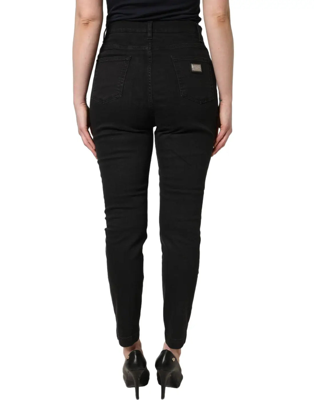 Dolce &amp; Gabbana Black Skinny Cotton High Waist Denim Jeans