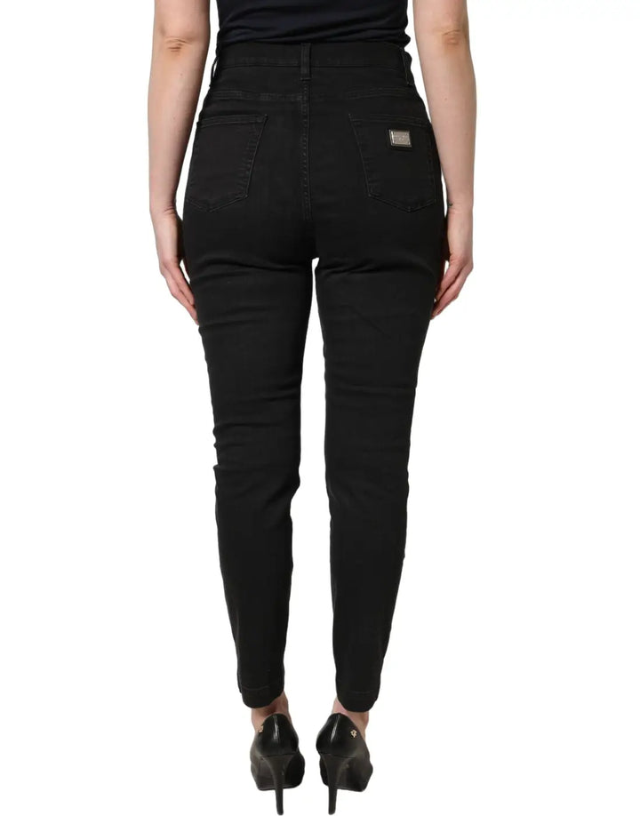 Dolce &amp; Gabbana Black Skinny Cotton High Waist Denim Jeans