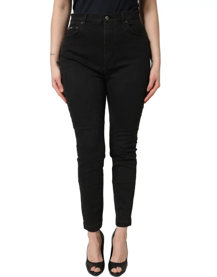 Dolce &amp; Gabbana Black Skinny Cotton High Waist Denim Jeans