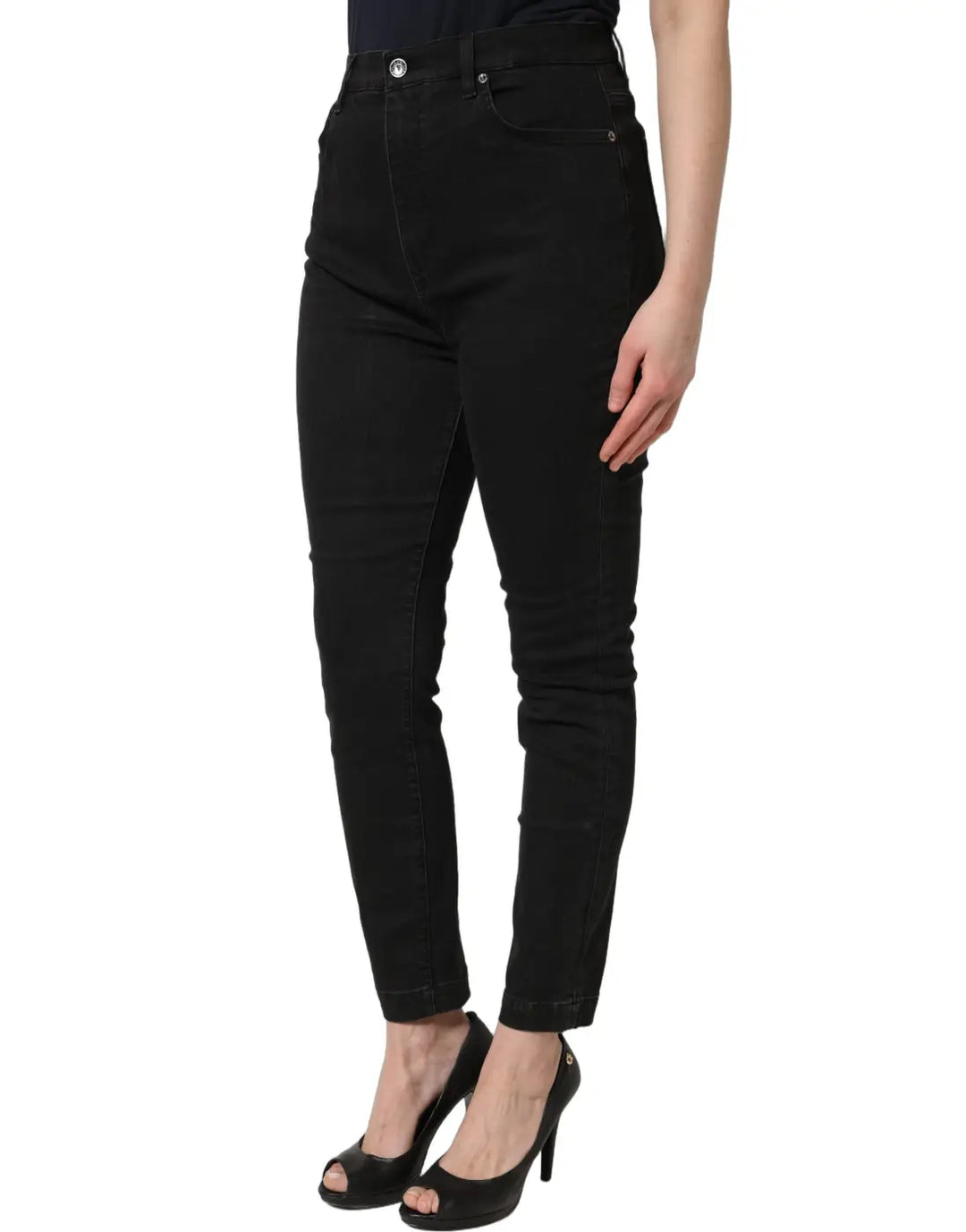 Dolce &amp; Gabbana Black Skinny Cotton High Waist Denim Jeans