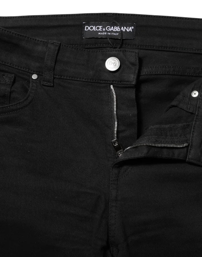 Dolce &amp; Gabbana Black Skinny Cotton Mid Waisted Denim Jeans