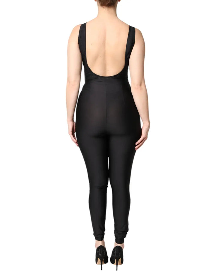 Dolce &amp; Gabbana Black Sleeveless Bodycon Women Jumpsuit Dress