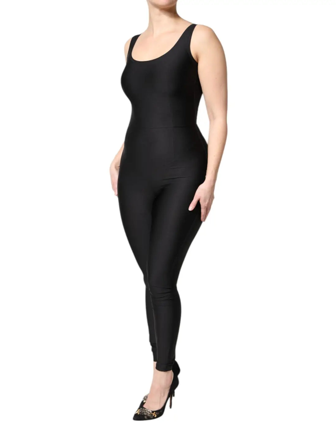 Dolce &amp; Gabbana Black Sleeveless Bodycon Women Jumpsuit Dress
