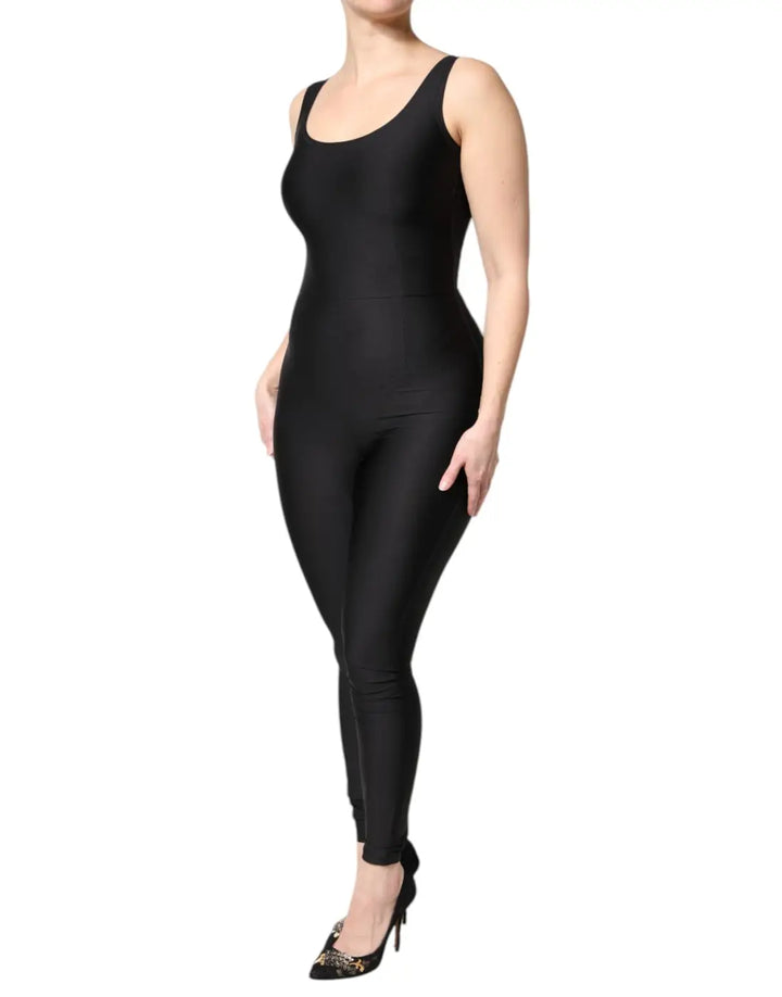 Dolce &amp; Gabbana Black Sleeveless Bodycon Women Jumpsuit Dress