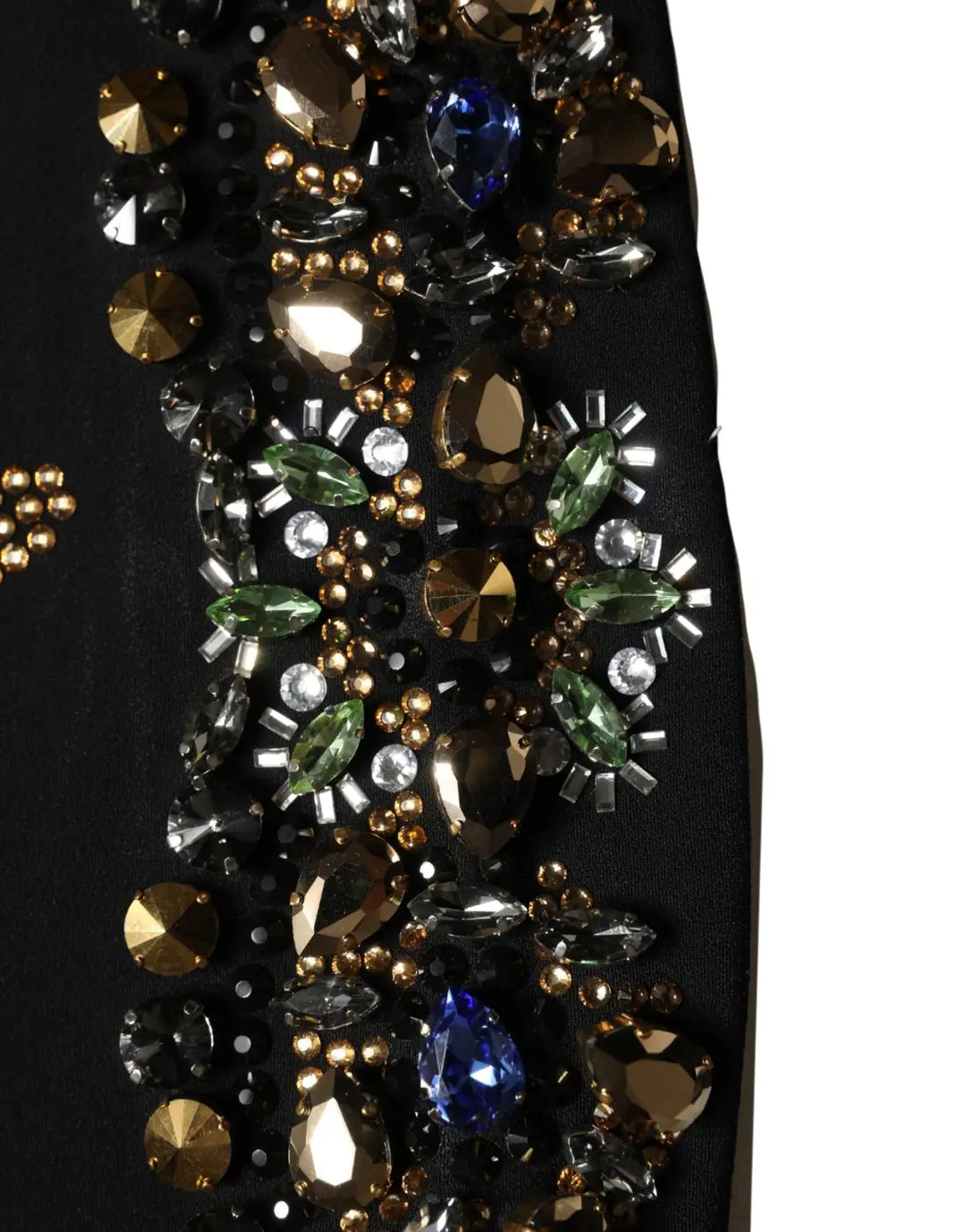 Dolce &amp; Gabbana Black Sleeveless Floral Bead Embellishments Dress