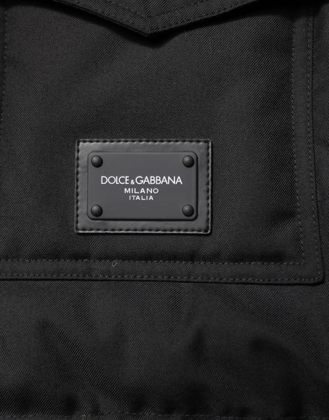Dolce &amp; Gabbana Black Sleeveless Parka Logo Plaque Jacket