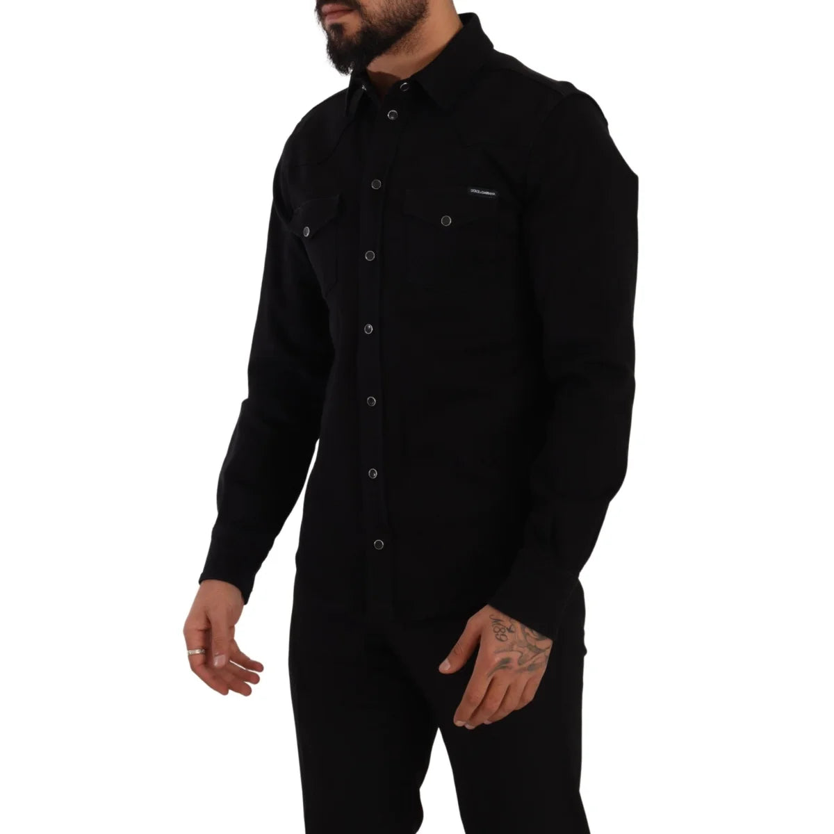 Dolce and Gabbana Black Slim Cotton Shirt Authentic Luxury Style &