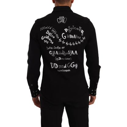 Dolce and Gabbana Black Slim Cotton Shirt Authentic Luxury Style &