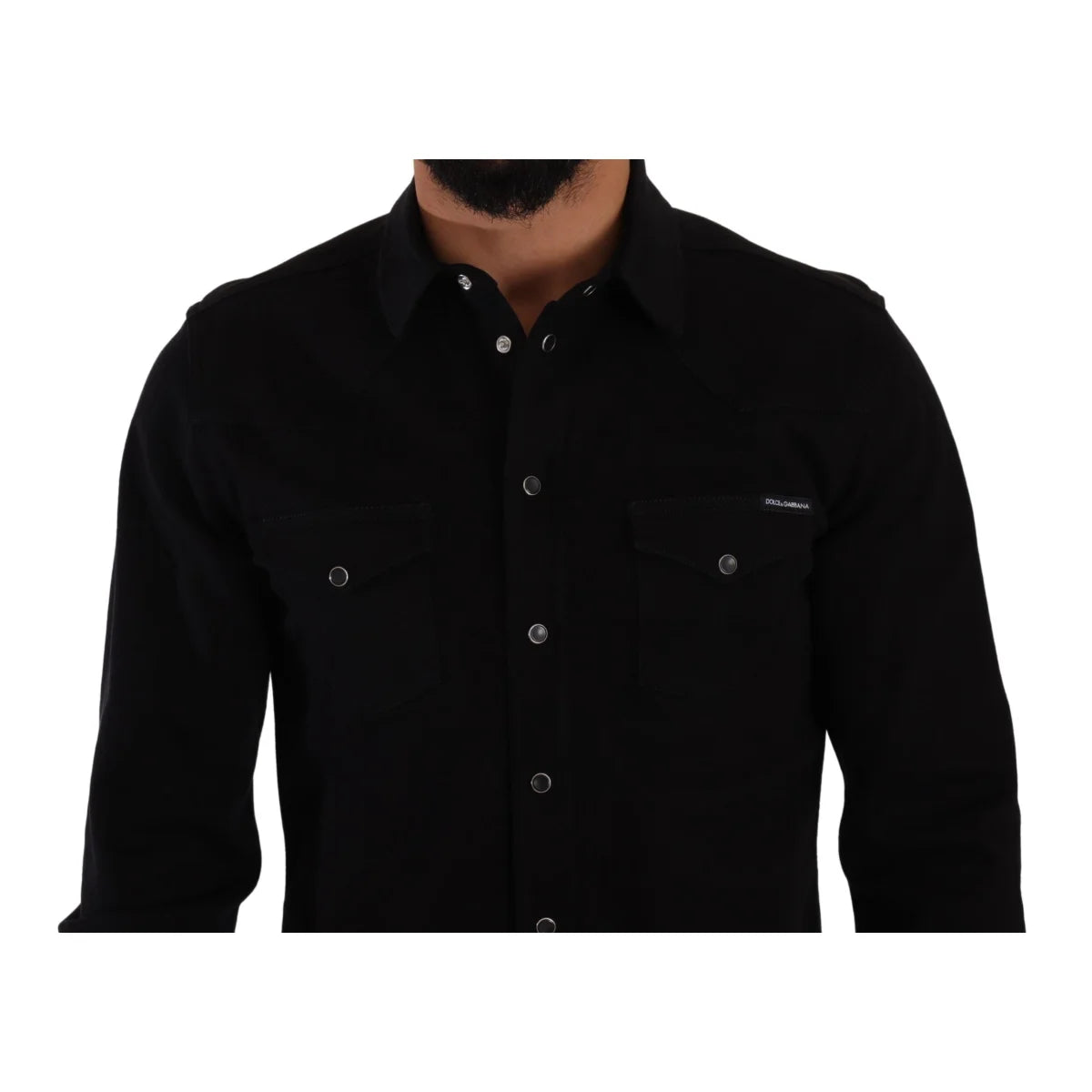 Dolce and Gabbana Black Slim Cotton Shirt Authentic Luxury Style &