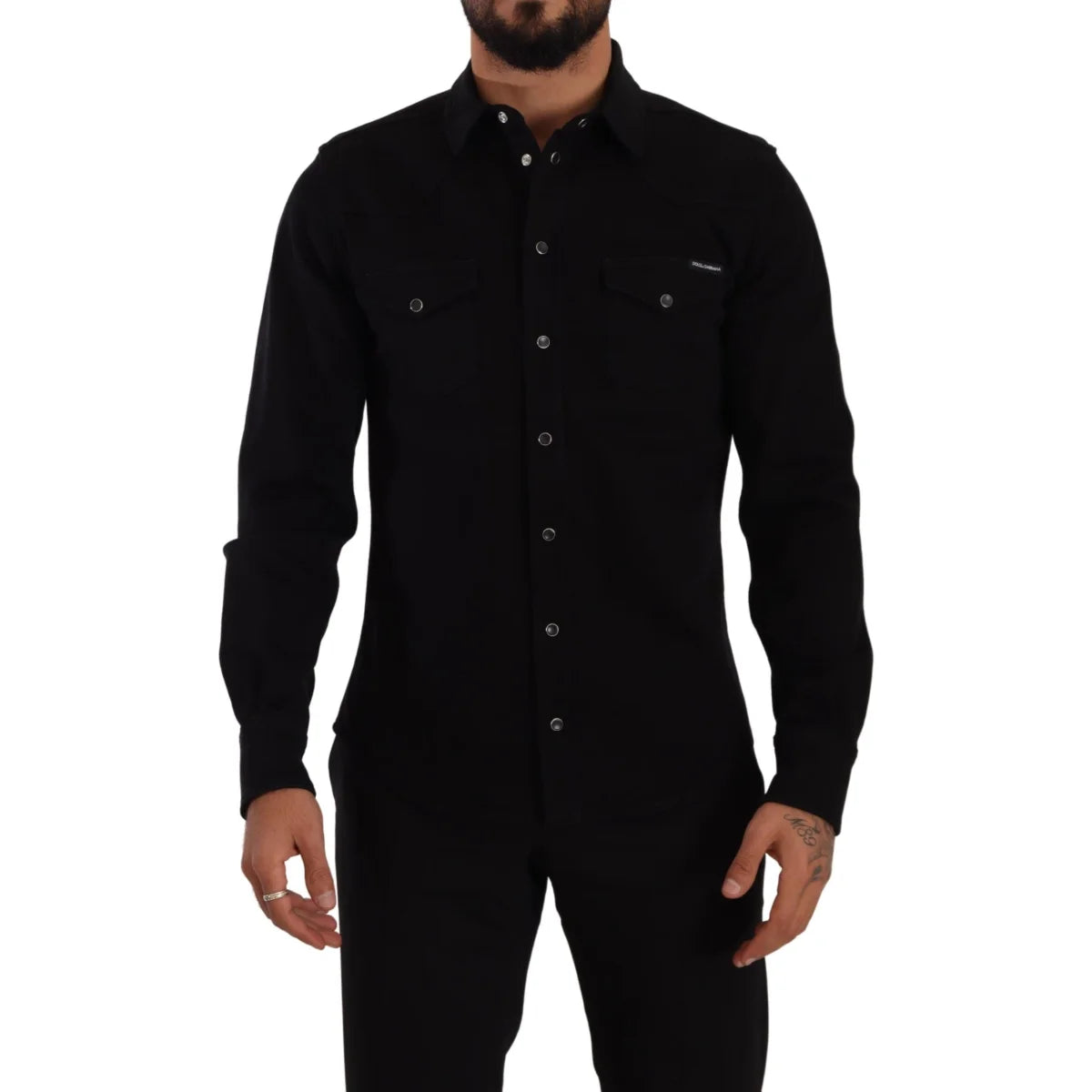 Dolce and Gabbana Black Slim Cotton Shirt Authentic Luxury Style &