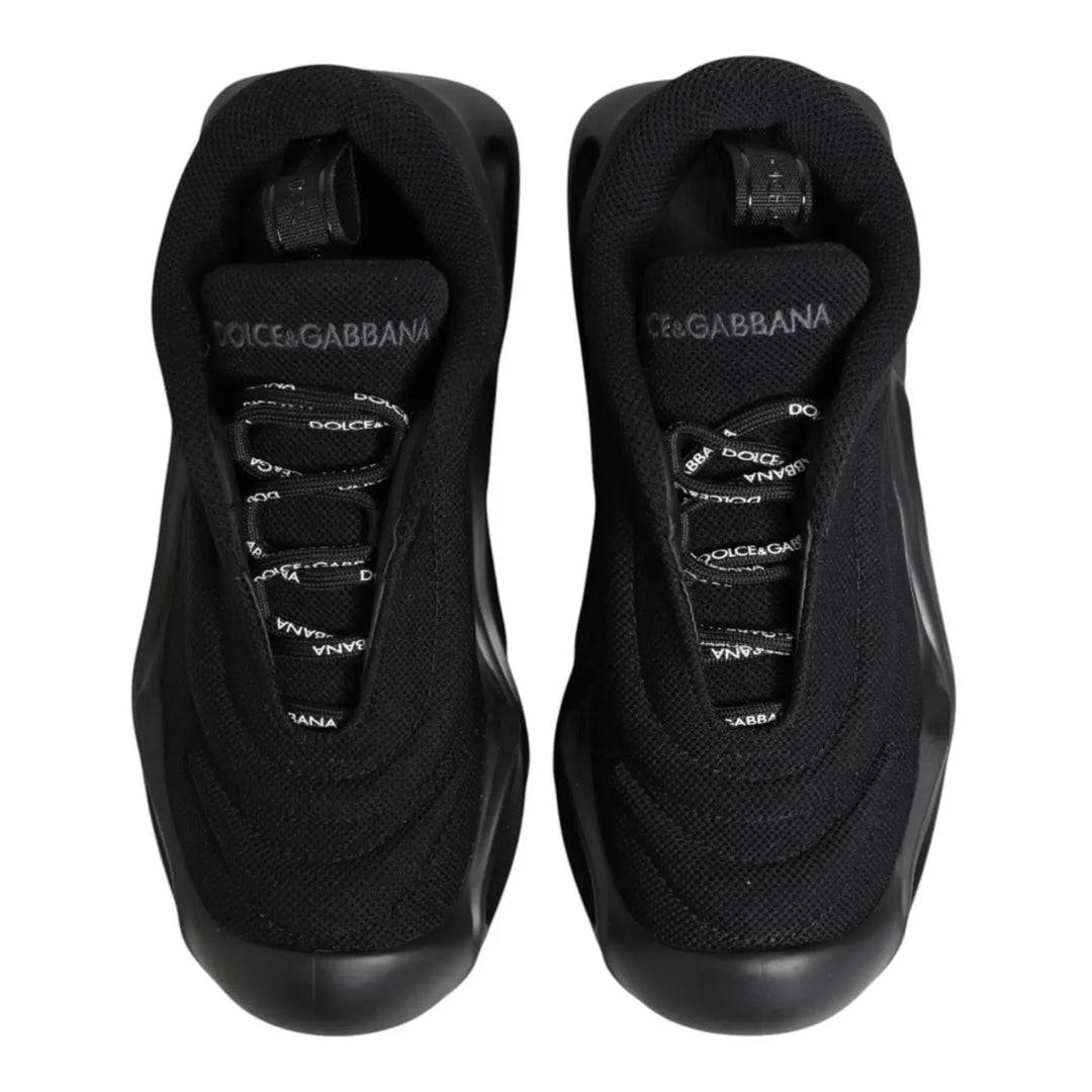 Dolce &amp; Gabbana Black Slip On Low Top Wave Sneakers Shoes