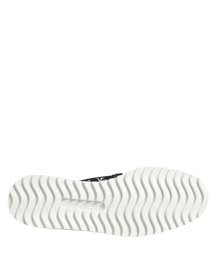 Dolce &amp; Gabbana Black Slip On Printed Men Loafers Shoes