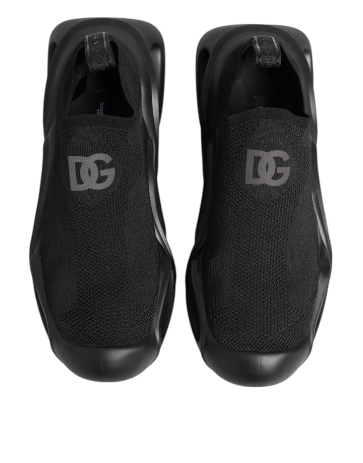 Dolce &amp; Gabbana Black Slip on Wave Low Top Sneakers Shoes