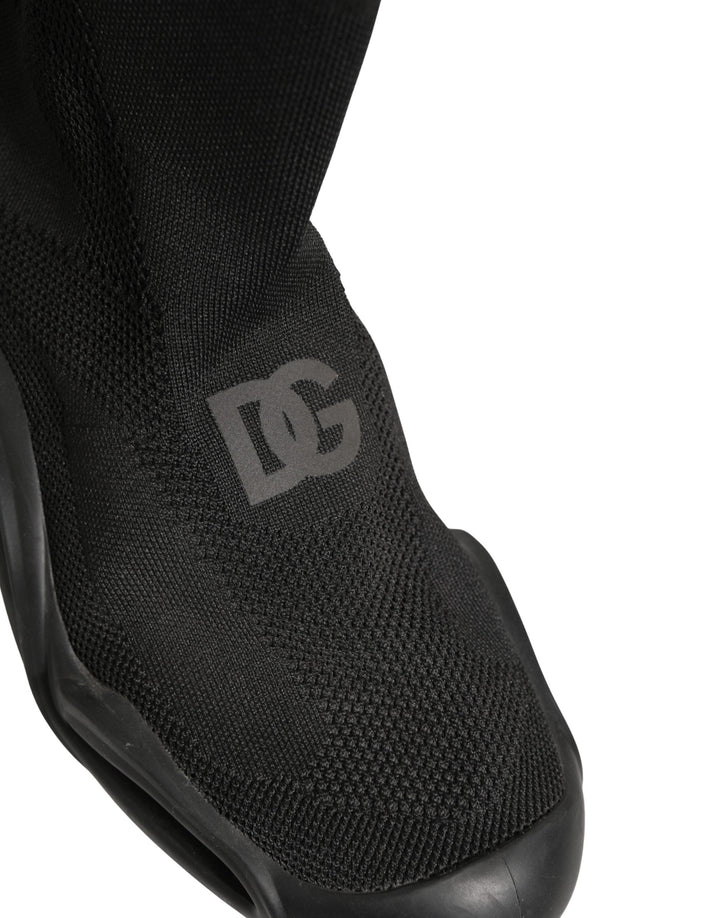 Dolce &amp; Gabbana Black Slip on Wave Socks Men Sneakers Shoes
