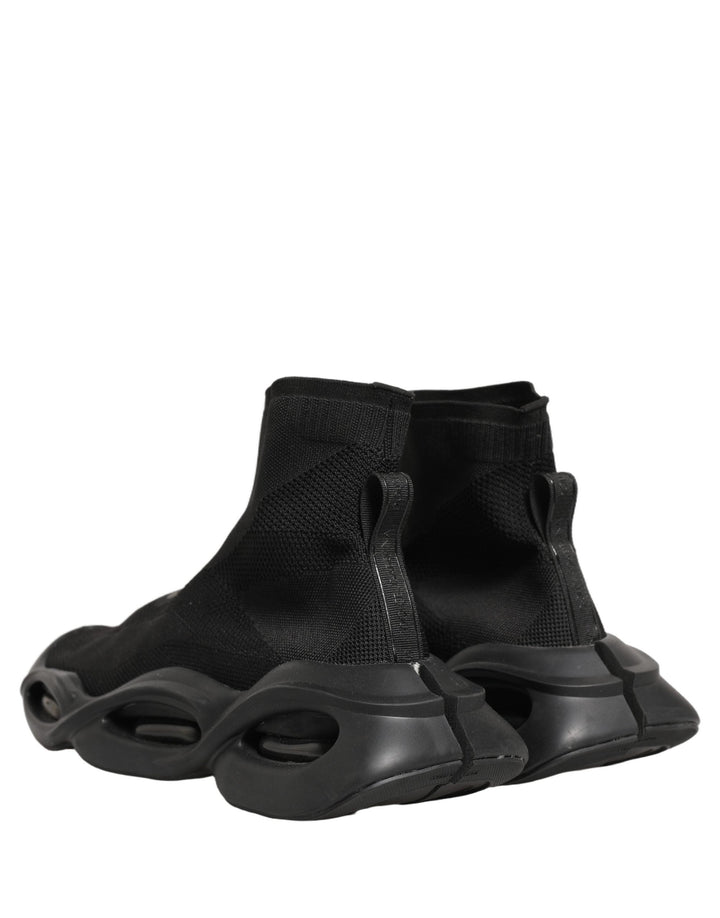Dolce &amp; Gabbana Black Slip on Wave Socks Men Sneakers Shoes