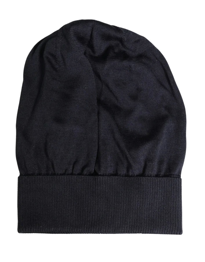 Dolce &amp; Gabbana Black Solid Wool Knitted Winter Beanie Cap Hat
