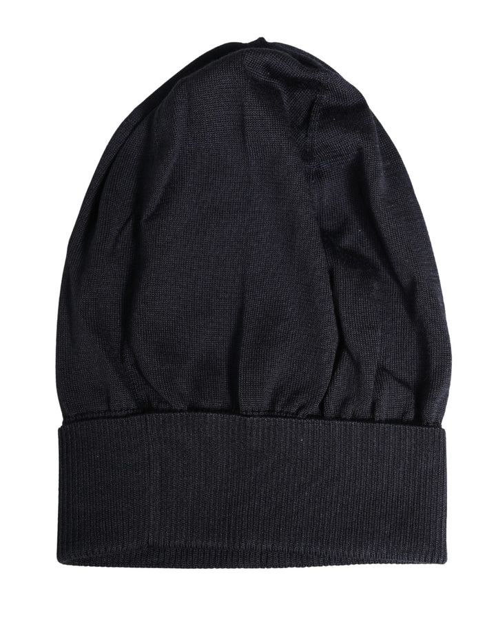 Dolce &amp; Gabbana Black Solid Wool Knitted Winter Beanie Cap Hat