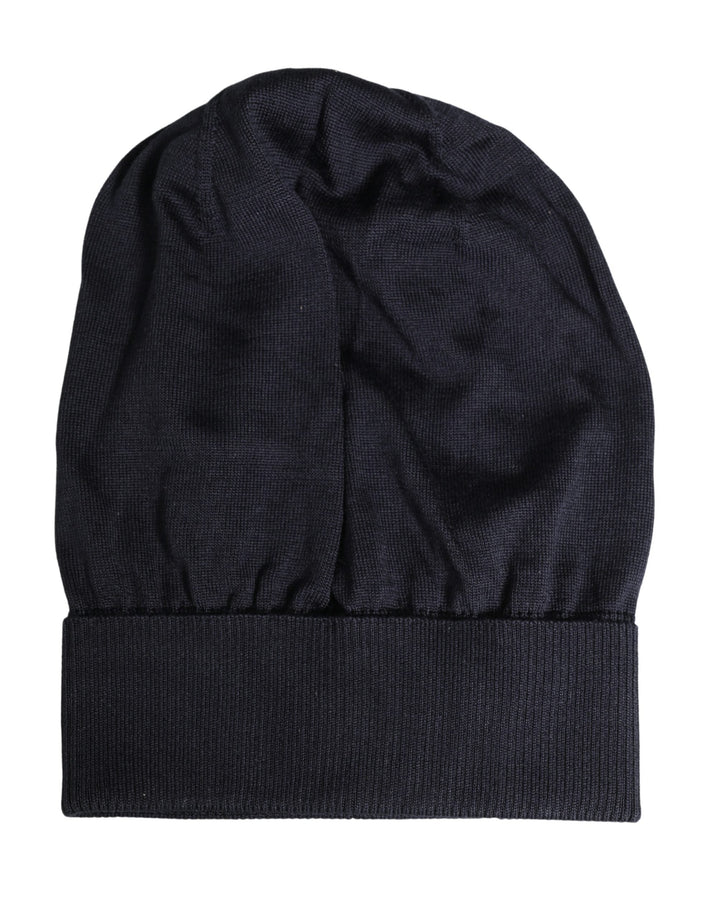 Dolce &amp; Gabbana Black Solid Wool Knitted Winter Beanie Cap Hat