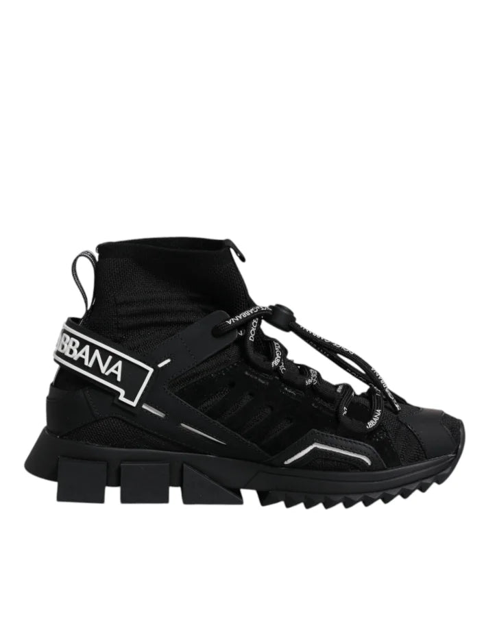 Dolce &amp; Gabbana Black Sorrento Socks Logo Sneakers Shoes
