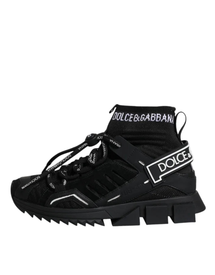 Dolce &amp; Gabbana Black Sorrento Socks Logo Sneakers Shoes