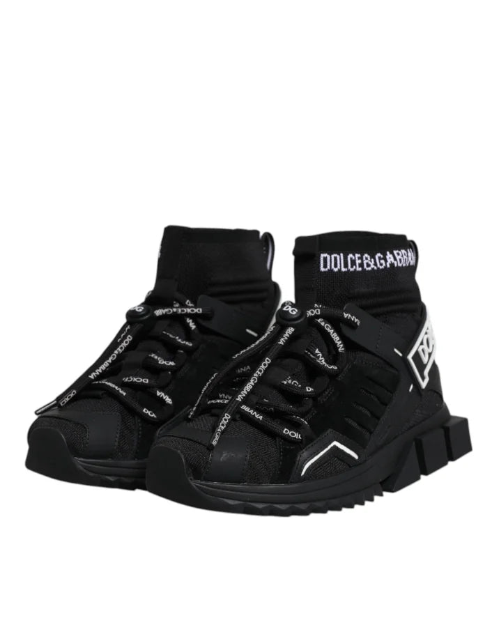 Dolce &amp; Gabbana Black Sorrento Socks Logo Sneakers Shoes
