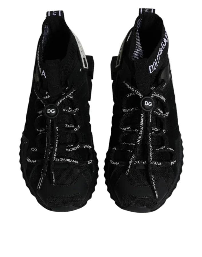 Dolce &amp; Gabbana Black Sorrento Socks Logo Sneakers Shoes