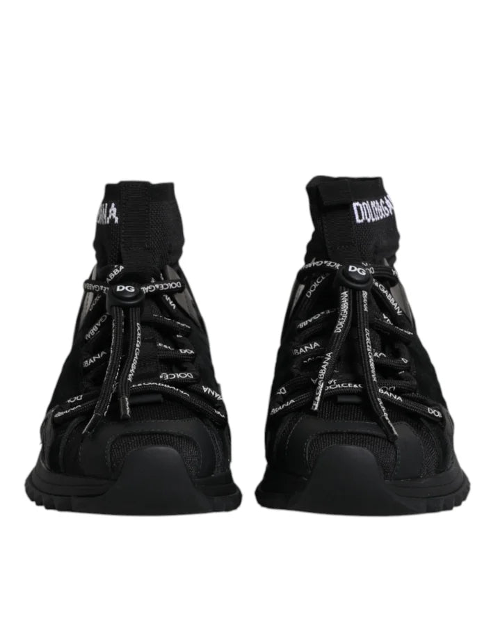 Dolce &amp; Gabbana Black Sorrento Socks Logo Sneakers Shoes