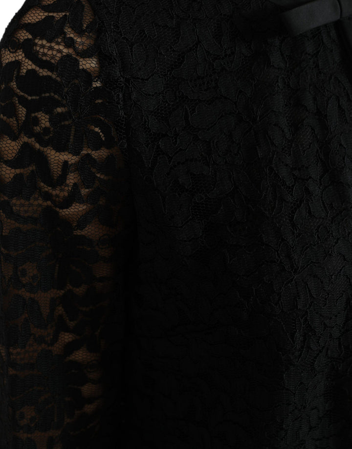 Dolce &amp; Gabbana - Black STAFF Blouse Floral Lace Nylon Top