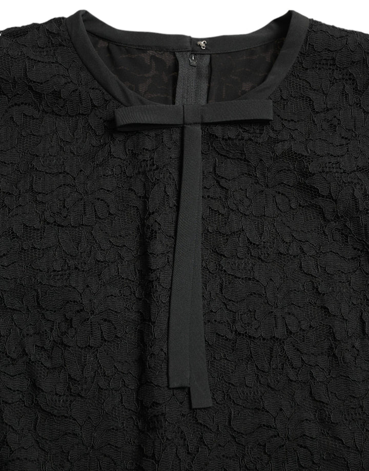 Dolce &amp; Gabbana - Black STAFF Blouse Floral Lace Nylon Top