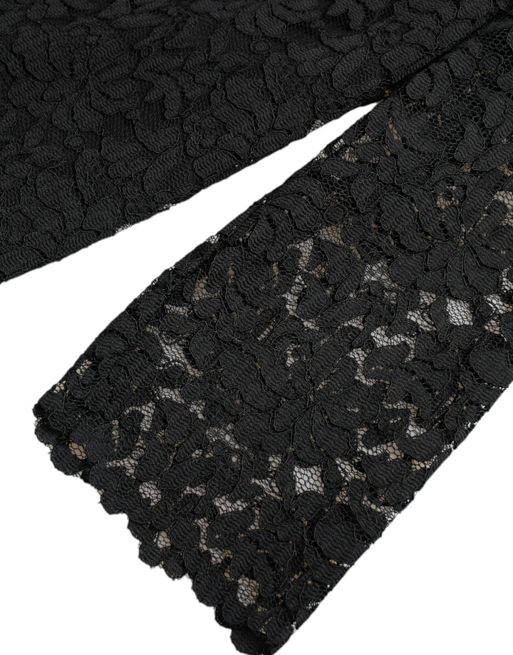 Dolce &amp; Gabbana - Black STAFF Blouse Floral Lace Nylon Top