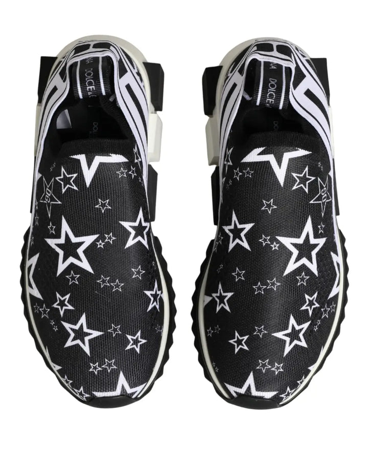 Dolce &amp; Gabbana Black Stars Logo SORRENTO Sneakers Shoes